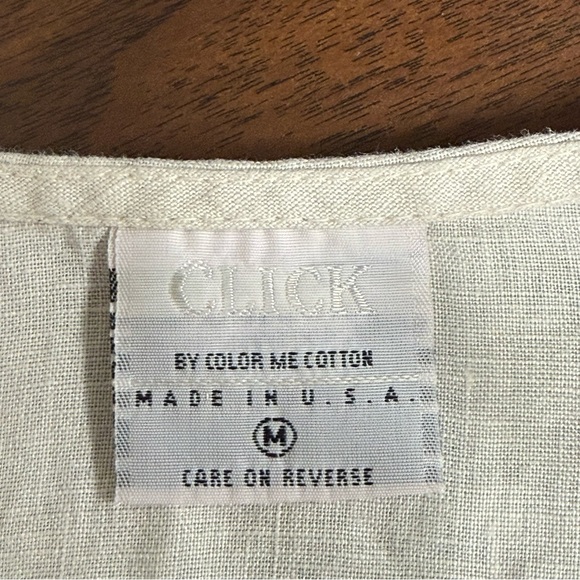 Click Linen Cream Henley Button Boho Tunic Top Medium - Picture 7 of 9
